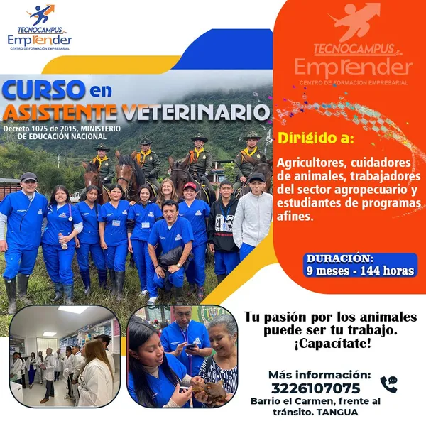 CURSO ASISTENTE VETERINARIO [Matricula: $150.000, 9 Mensualidades de $160.000]